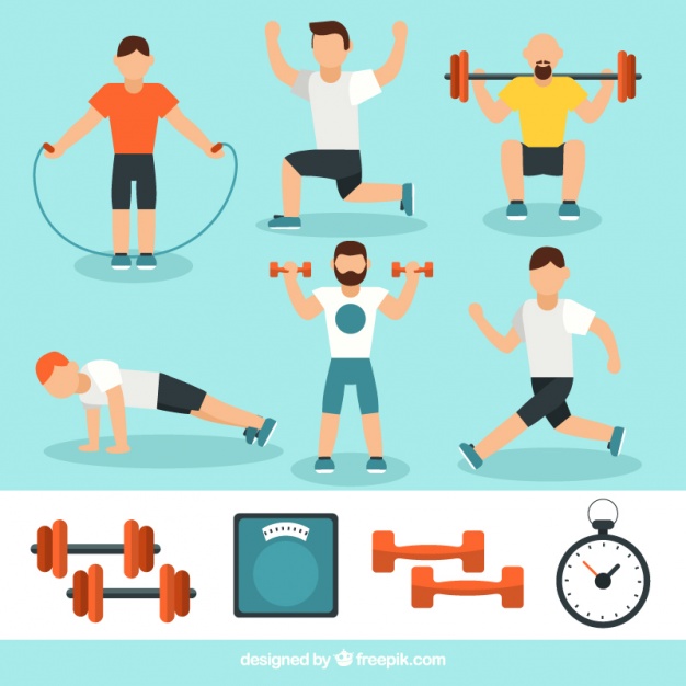 626x626 Active Men Doing Different Physical Exercises Vector Free Download