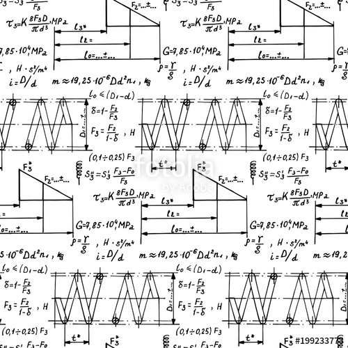 500x500 Spring Construction Physics Background With The Equations