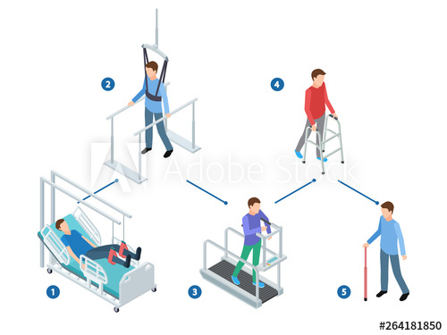 500x375 Vector Stages Of Rehabilitation After Injury Isometric