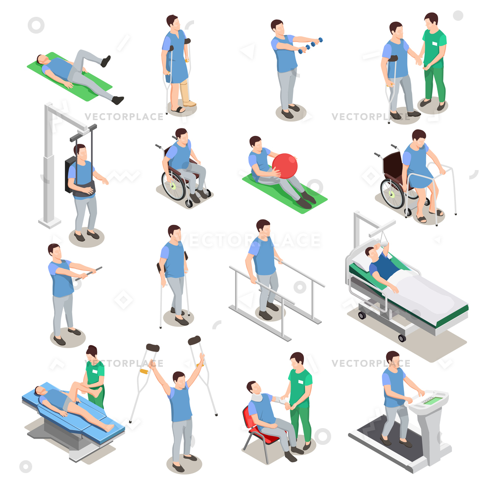1000x973 Medical Staff Patients During Physiotherapy Rehabilitation Vector