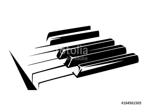 500x372 Piano Keyboard Simple Black And White Vector Design Stock Image