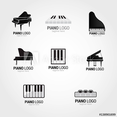 500x500 Piano Logo Design Template Vector Illustration