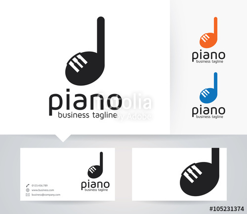 500x432 Piano Vector Logo With Alternative Colors And Business Card