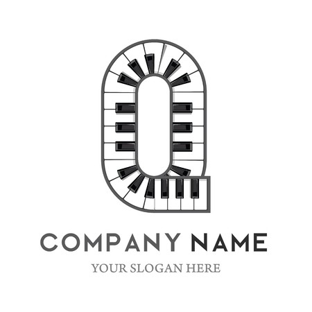 450x450 Q Letter Logo Design Piano Keyboard Logo Music Icon Design