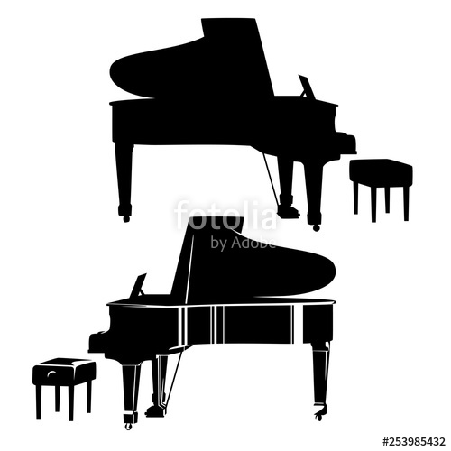 Concert Grand Piano And Empty Pianist Bench 500x500 Concert Grand Piano And Empty Pianist Bench