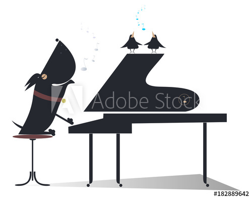 Cartoon Dog A Pianist Silhouette Isolated Comic Dog Plays Music 500x394 Cartoon Dog A Pianist Silhouette Isolated Comic Dog Plays Music