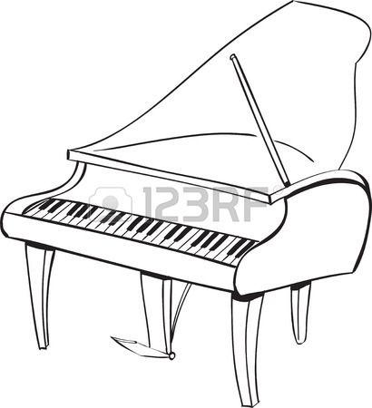 Piano Black And White Drawing Vector Illustration Of Piano Cover 410x450 Piano Black And White Drawing Vector Illustration Of Piano Cover
