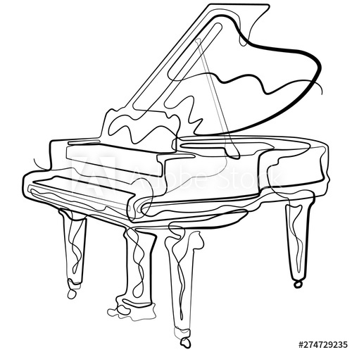 Piano One Line Drawing Continuous Line Music Instrument Vector 500x500 Piano One Line Drawing Continuous Line Music Instrument Vector