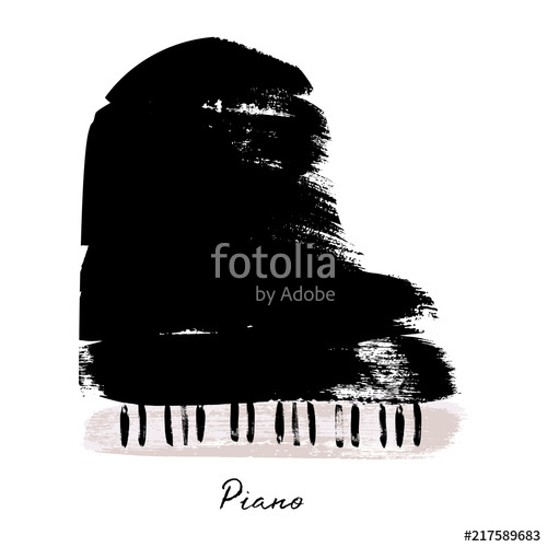 500x500 Painted With Brush Strokes Piano Vector Illustration Stock