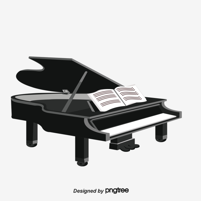 640x640 Vector Cartoon Piano And Music Score, Cartoon Vector, Piano Vector