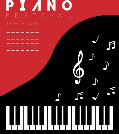 416x468 Piano Festival Bannerkeyboards Music Notes Icons Decor Vectors