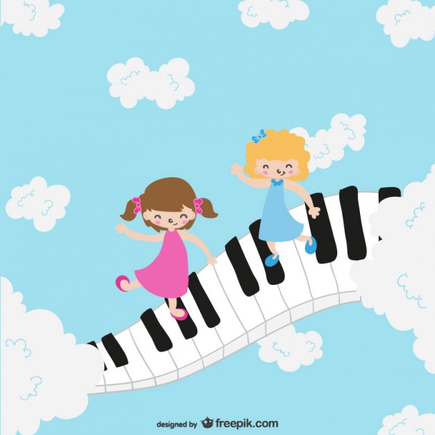 626x626 Children On Piano Keyboard Vector Free Download