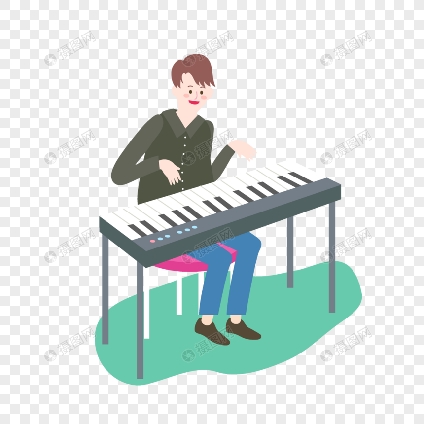 860x860 Boy Playing Vector Piano Vector Character Scene Material Png
