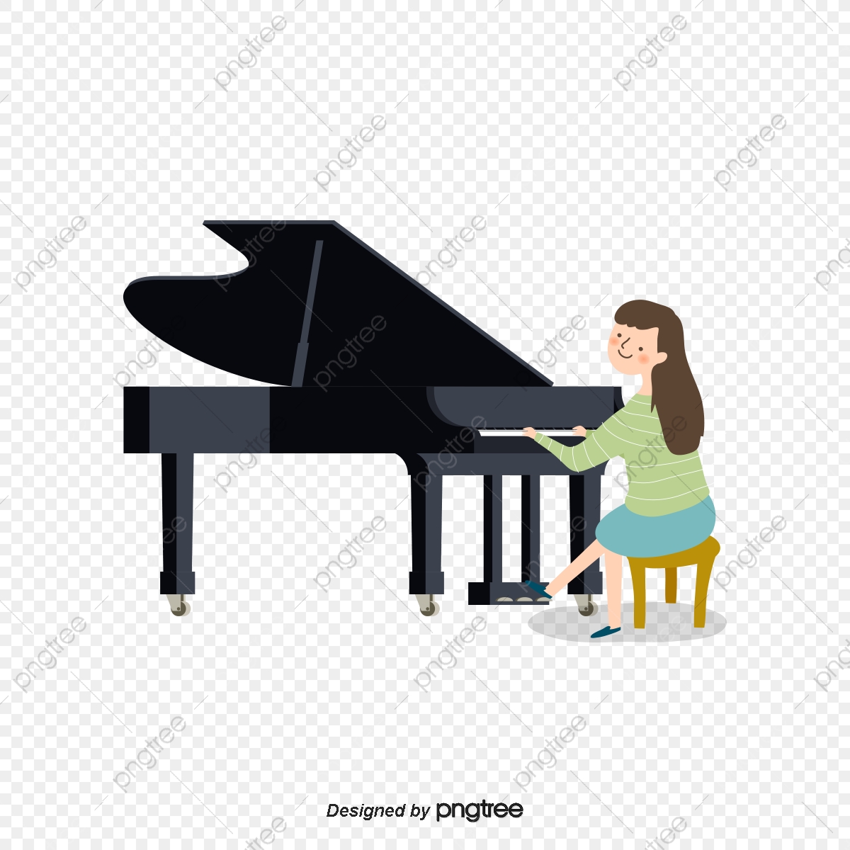 1200x1200 The Little Girl Playing The Piano, Girl Vector, Piano Vector