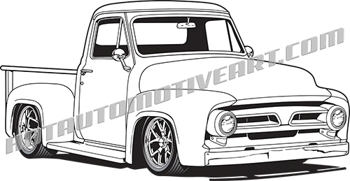 500x259 Ford Custom Pickup Truck Vector Clip Art