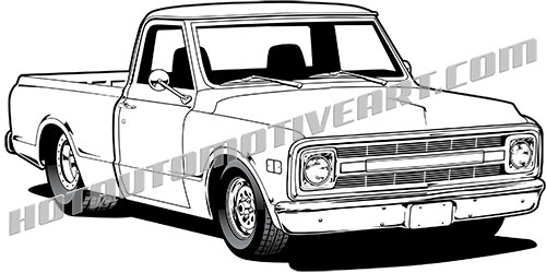 500x250 Chevy Pickup Vector Clip Art