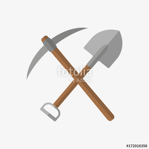 Pickaxe And Shovel Icon Vector Isolated Stock Image 500x500 Pickaxe And Shovel Icon Vector Isolated Stock Image