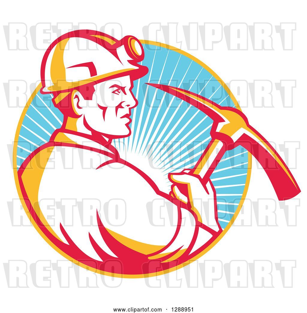Vector Clip Art Of Retro Male Coal Miner In Profile, Holding 1024x1044 Vector Clip Art Of Retro Male Coal Miner In Profile, Holding