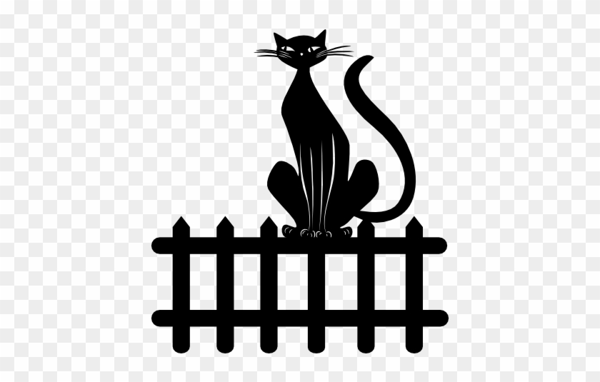840x535 Black Cat On Fence Vector