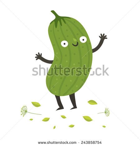 450x470 Cute Funny Cartoon Cucumber Smiling Pickle Character Vector