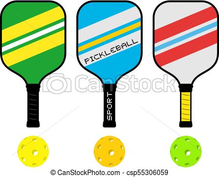 450x363 Creative Design Of Three Pickleball Rackets And Balls Clipart