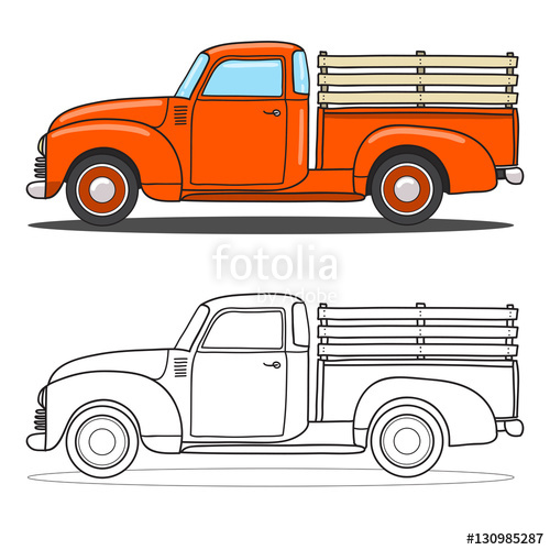 500x500 Pick Up Truck Vector Doodle Illustration Stock Image And Royalty