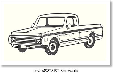 436x282 Pickup Truck Vector Illustration, Art Print Barewalls Posters