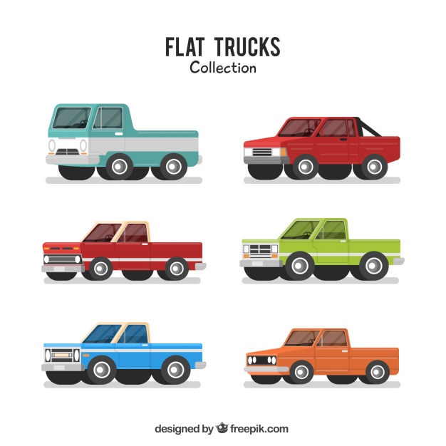 626x626 Set Of Flat Pickup Trucks Vector Free Download