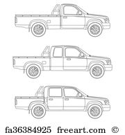 180x195 Free Art Print Of Car Pickup Truck Passengers Vector