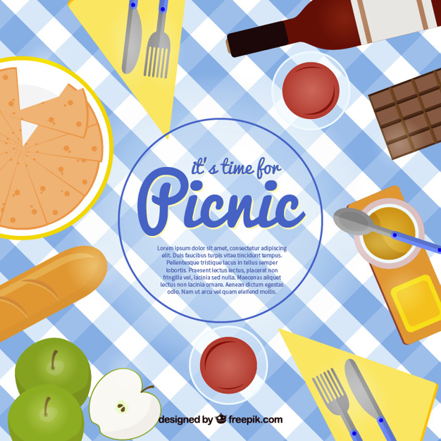 626x626 Cloth Full Foodstuffs For Picnic Background Vector Free Download