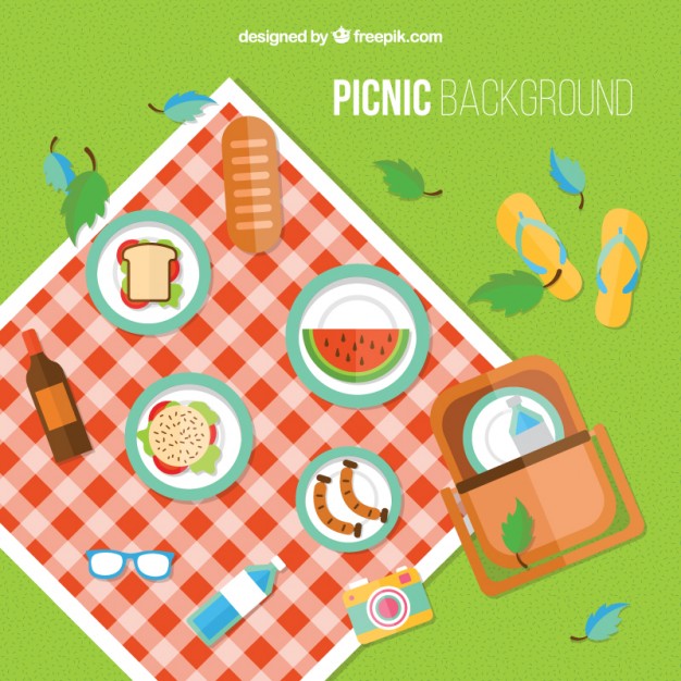 626x626 Picnic Background In Flat Design With Elements Vector Free Download