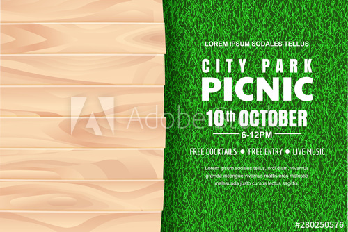 500x334 Picnic Background Vector Poster, Banner Design Template