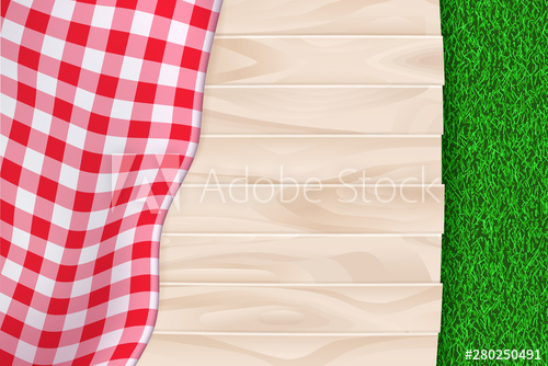 500x334 Picnic Poster, Banner Background Vector Illustration Of Red Plaid