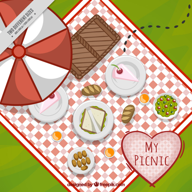 626x626 Delicious Picnic In A Top View Background Vector Free Download
