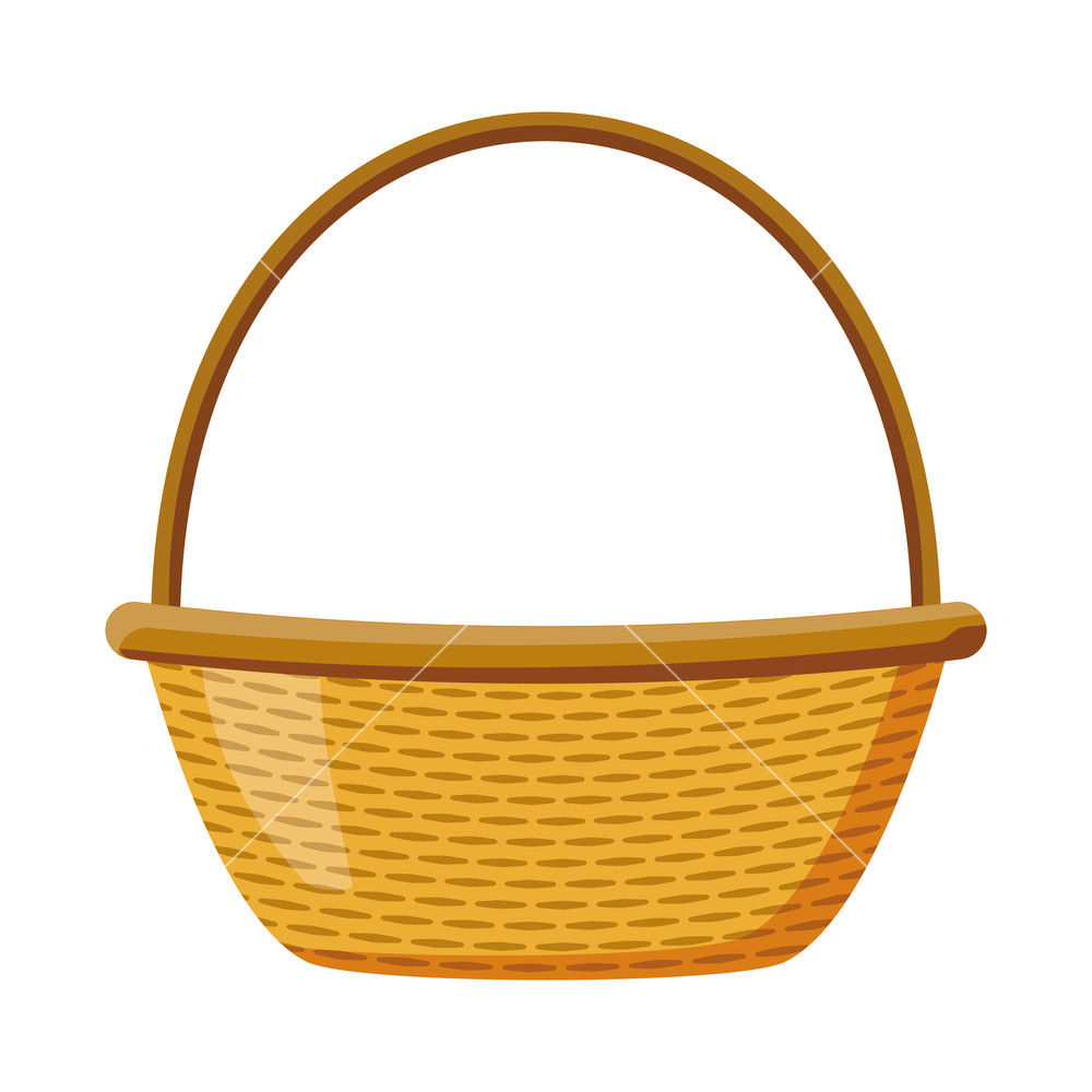 1000x1000 Wicker Basket Picnic On White Background Vector Illustration