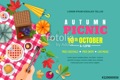 500x334 Fall Picnic Horizontal Background Autumn Thanksgiving Holiday