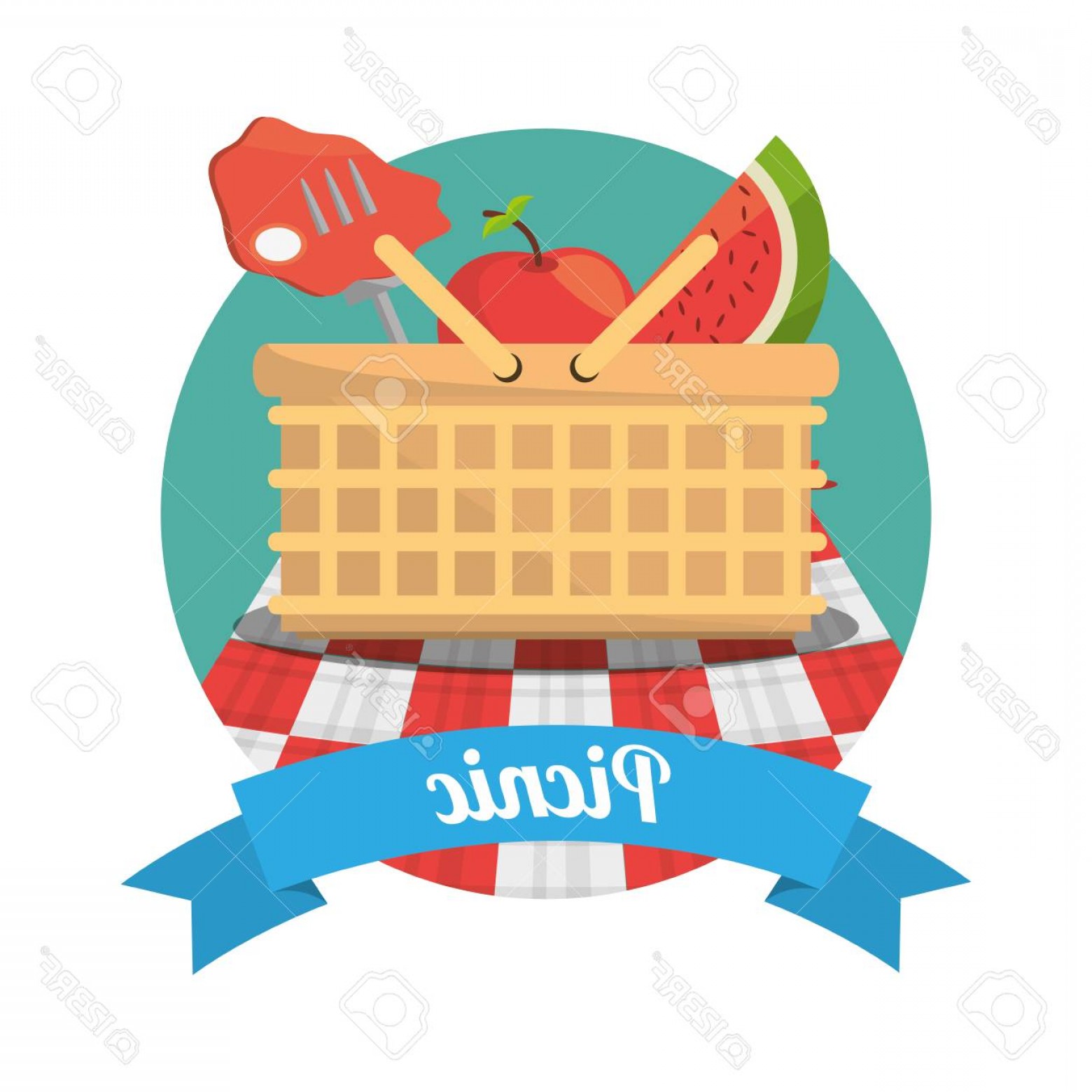 Photostock Vector Picnic Food Meat Fruits Basket Vector 1560x1560 Photostock Vector Picnic Food Meat Fruits Basket Vector