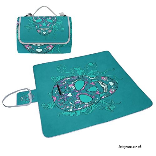 500x500 Coosun Vector Sugar Skull With Ornament Picnic Blanket Tote Handy