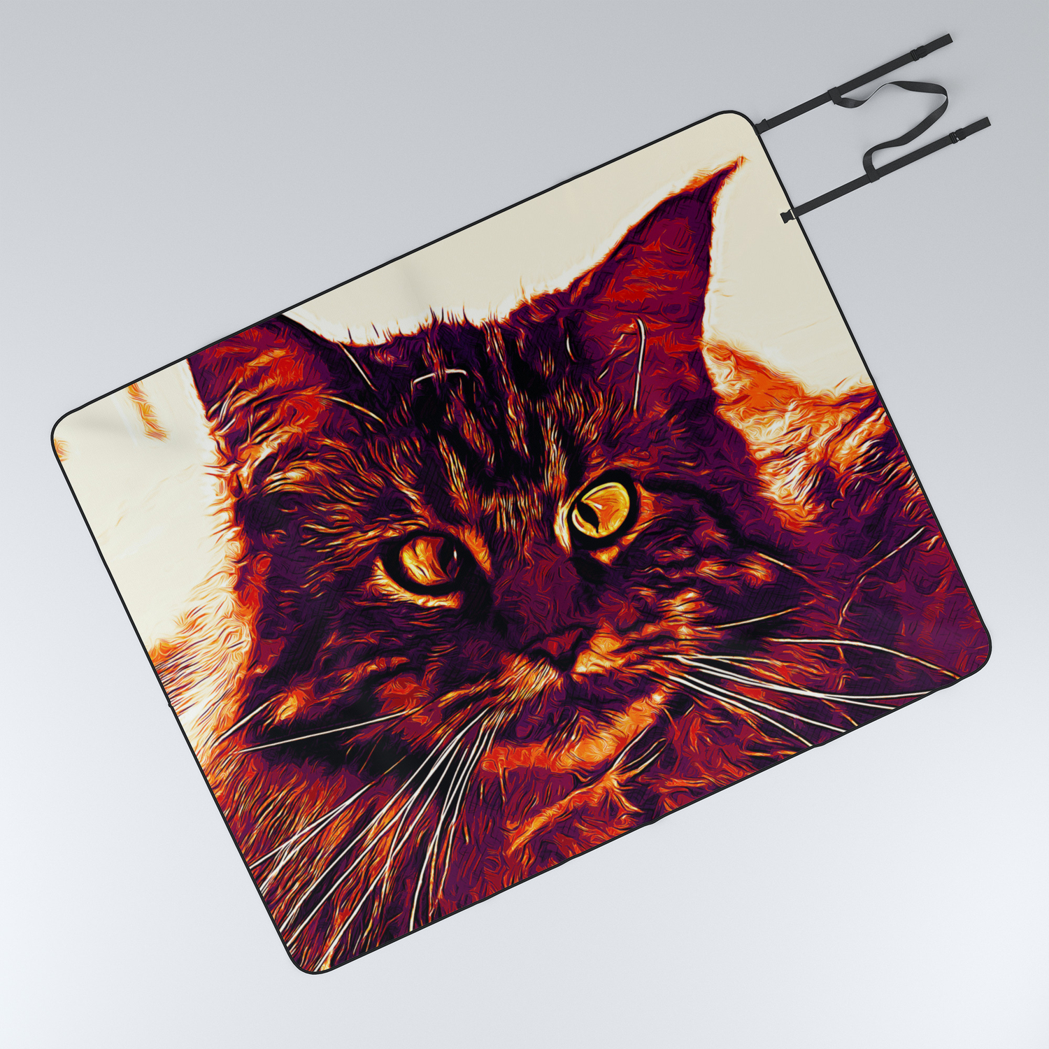 1500x1500 Squinting Maine Coon Cat Vector Art Late Sunset Picnic Blanket