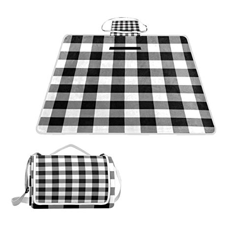 466x466 Ychy Black White Checkered Pattern Vector Picnic Mat