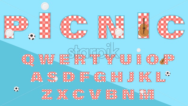 Picnic Text Gingham Pattern Vector Lettering Alphabet Abstract 623x352 Picnic Text Gingham Pattern Vector Lettering Alphabet Abstract
