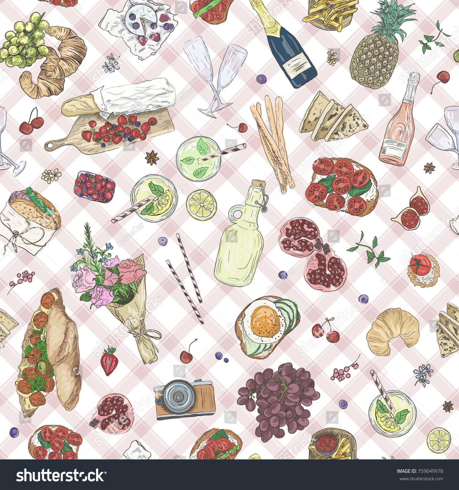 Picnic Pattern Vector at Vectorified.com | Collection of Picnic Pattern ...