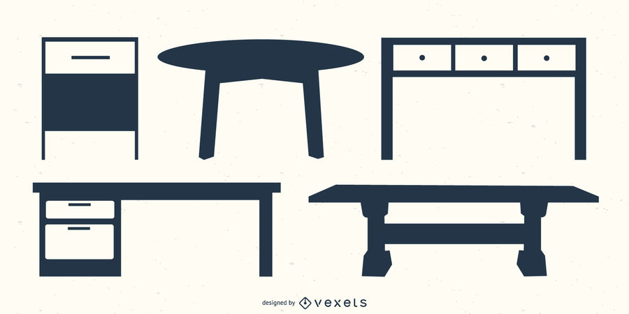 Table Desk Silhouette Vector Set 900x450 Table Desk Silhouette Vector Set