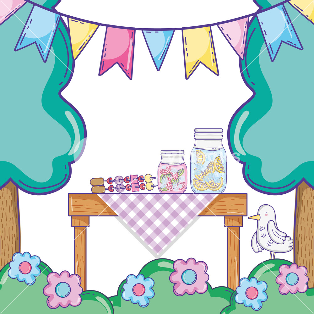 1000x1000 Summer Food Picnic Vector Illustration Graphic Design Royalty Free