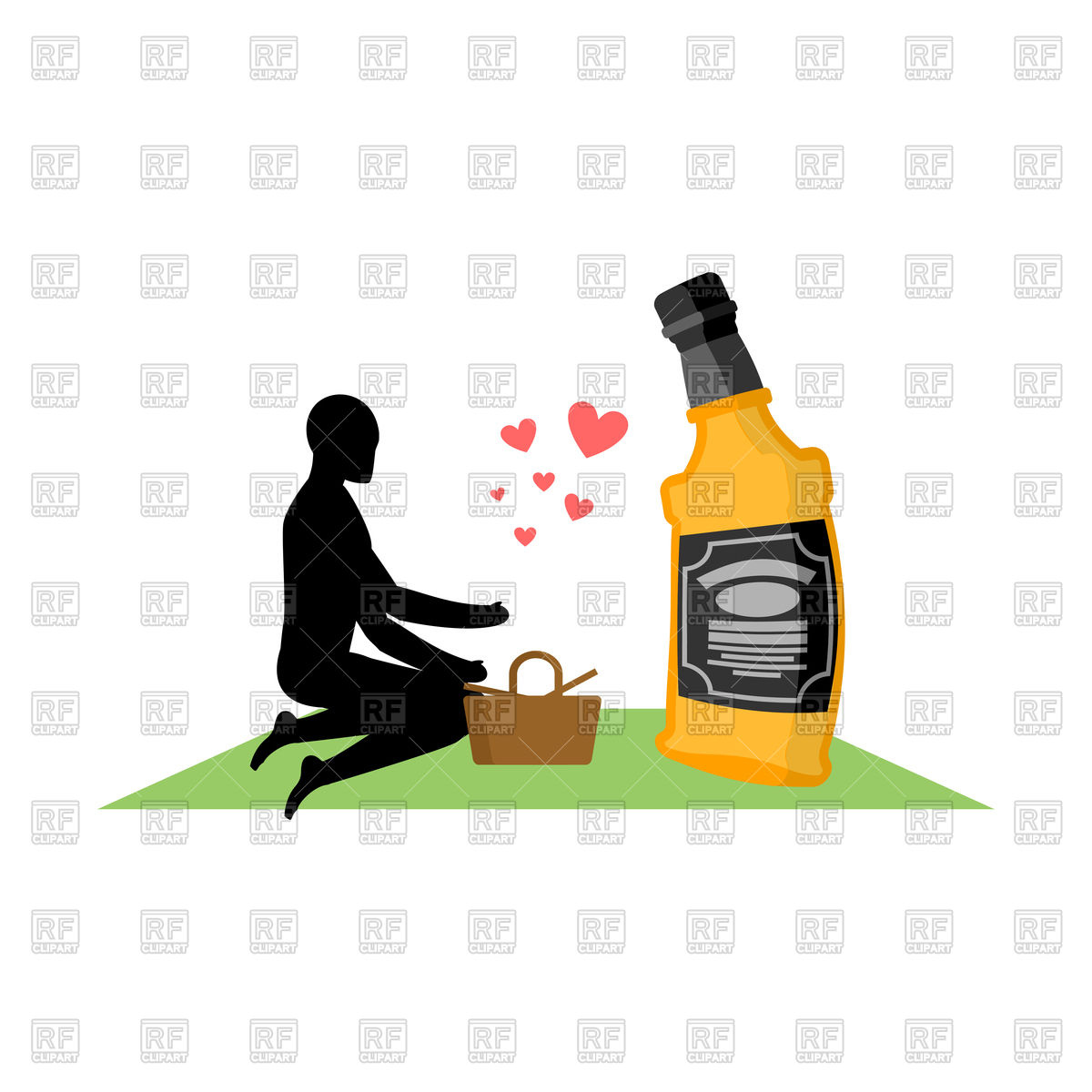 1200x1200 Man And Bottle Of Whiskey On Picnic Vector Image Of Food