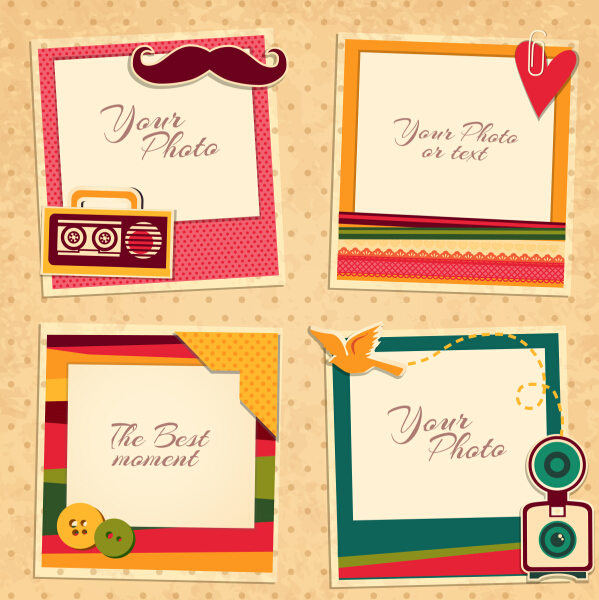 599x600 Cute Photo Frame Vector Set Free Download