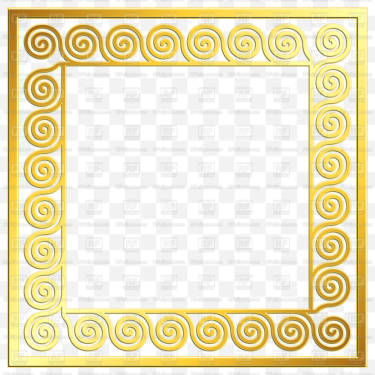 1200x1200 Golden Greek Ornament Square Frame Vector Image Of Borders