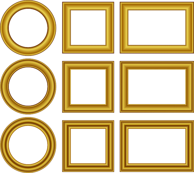 640x573 Hd Square Round Frame With Golden Border