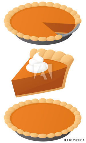 300x500 Vector Illustration Of A Pumpkin Pie A Whole Pie, A Slice