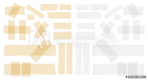 500x270 Symbols And Different Size Sticky, Adhesive Tape Pieces On White